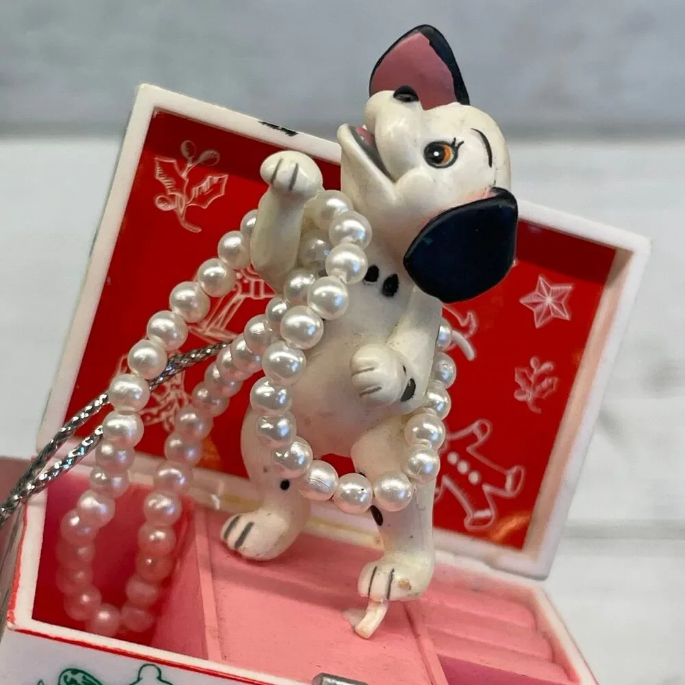 Vintage Dalmatian Dog Christmas Trinket Jewelry Box Ornament Merry Christmas